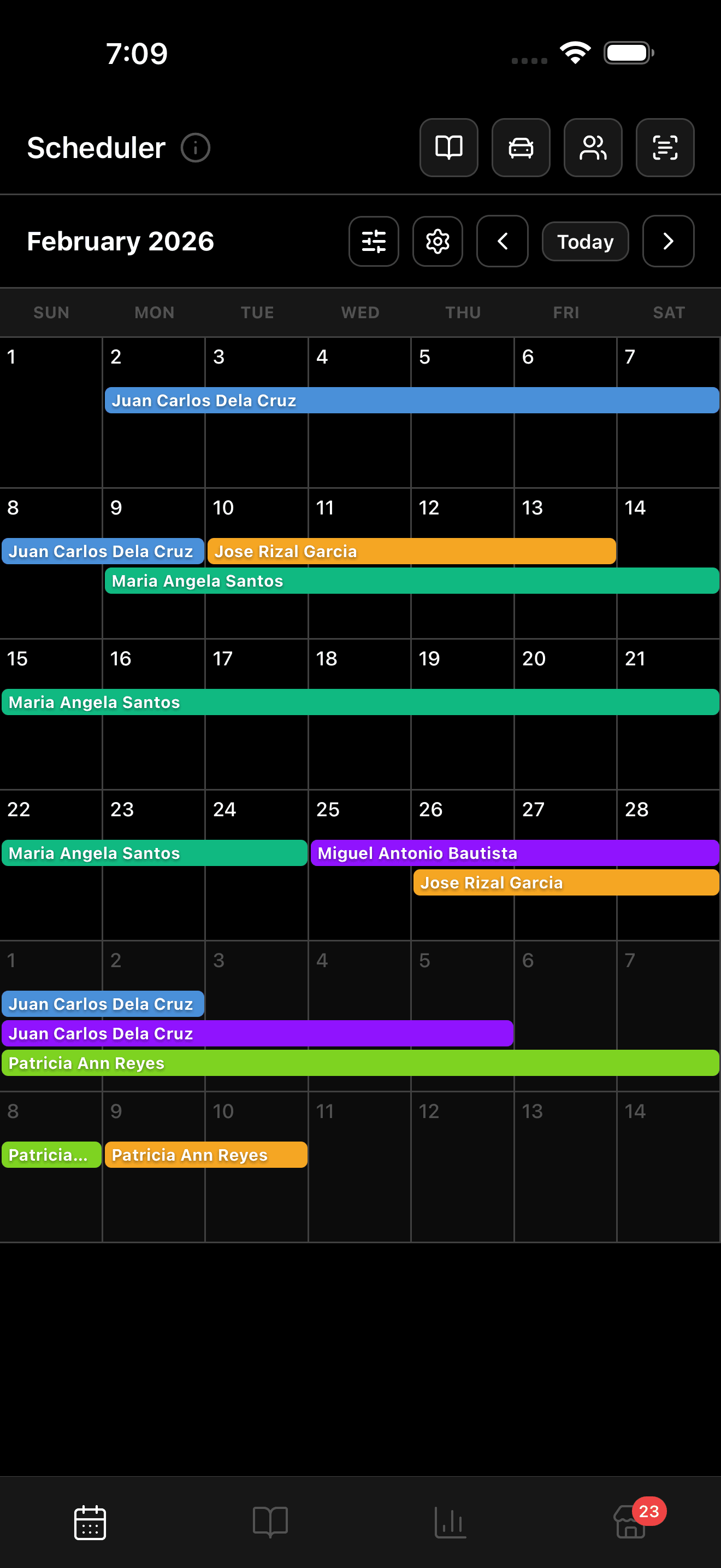 Scheduler Mobile Interface